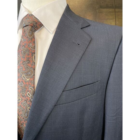 Joseph Abboud 44L USA MADE Smoke Gray‎ Wool Sharkskin 2Btn Blazer Jacket Suits